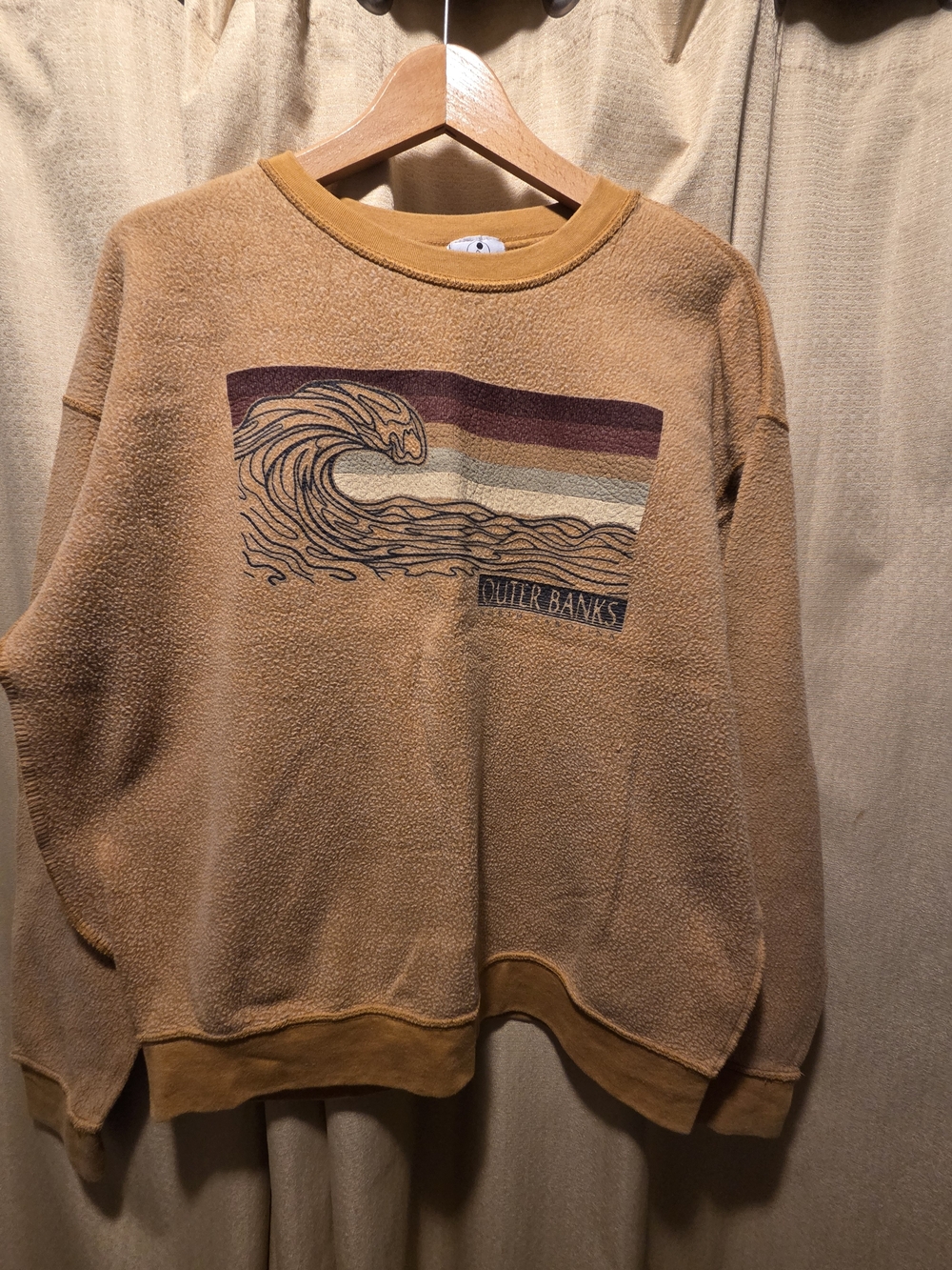 Men's Tan Wave Graphic Crewneck Sweater